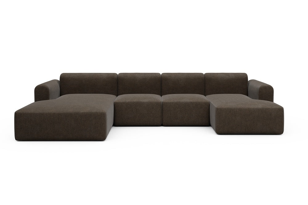 Rund Modular Sofa - Configurations 2 - U1L - 360 x 188 cm - Chaise + 2 Seater + Chaise - 411 Esina Cedar Brown
