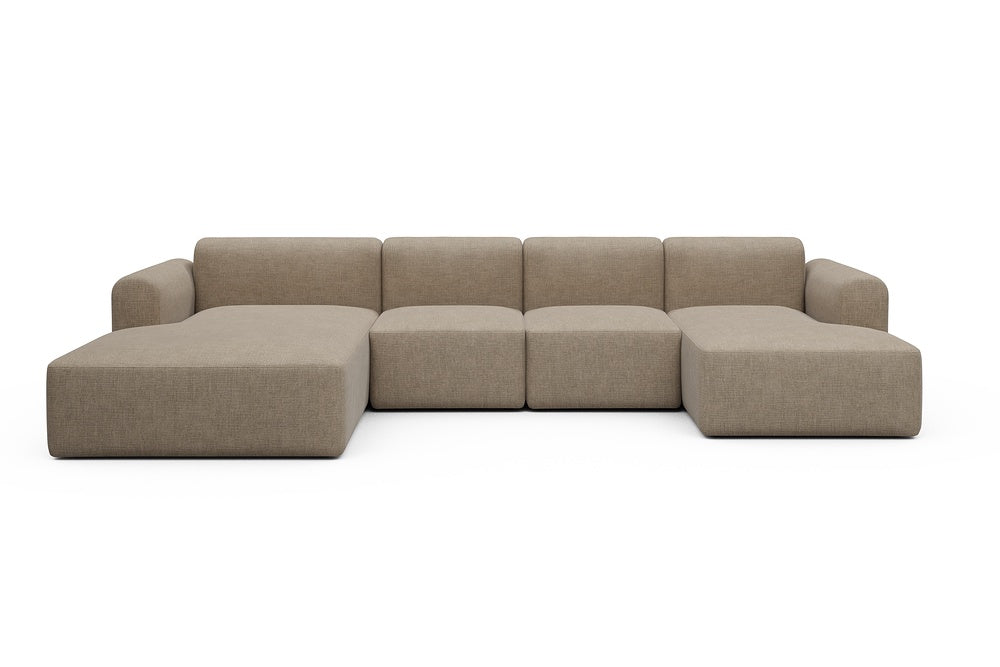 Rund Modular Sofa - Configurations 2 - U1L - 360 x 188 cm - Chaise + 2 Seater + Chaise - 417 Esina Mocha