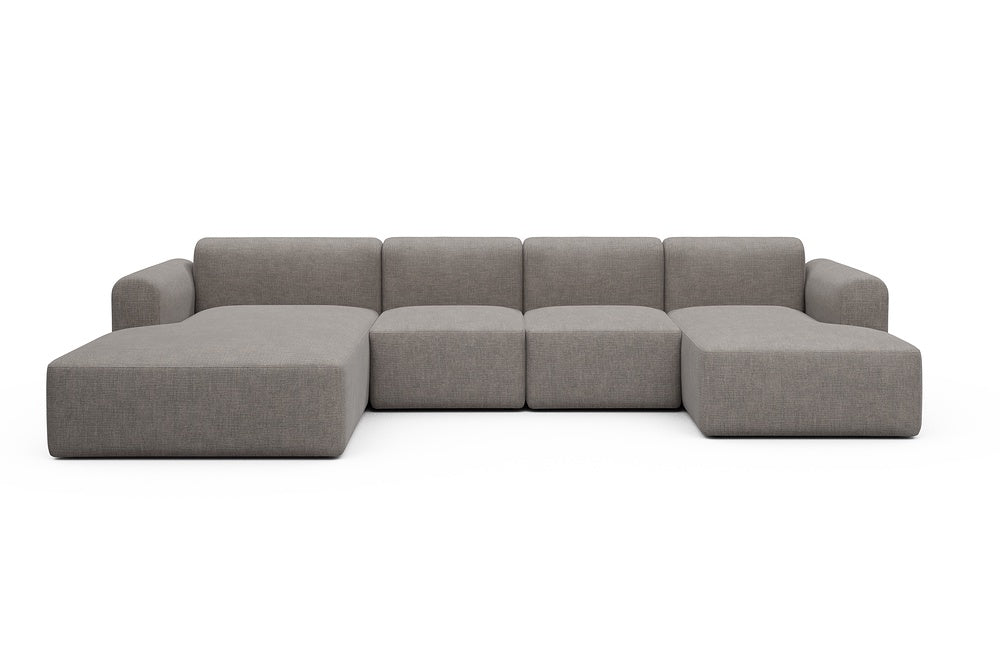 Rund Modular Sofa - Configurations 2 - U1L - 360 x 188 cm - Chaise + 2 Seater + Chaise - 418 Esina Truffle