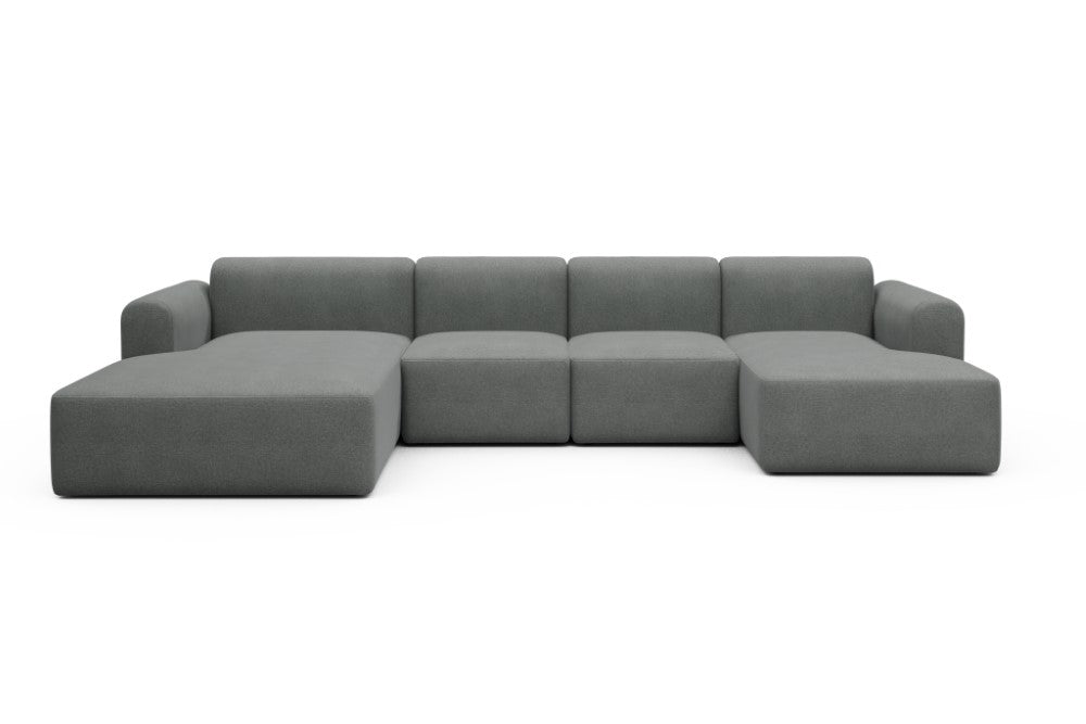 Rund Modular Sofa - Configurations 2 - U1L - 360 x 188 cm - Chaise + 2 Seater + Chaise - 440 Satya Steel Grey