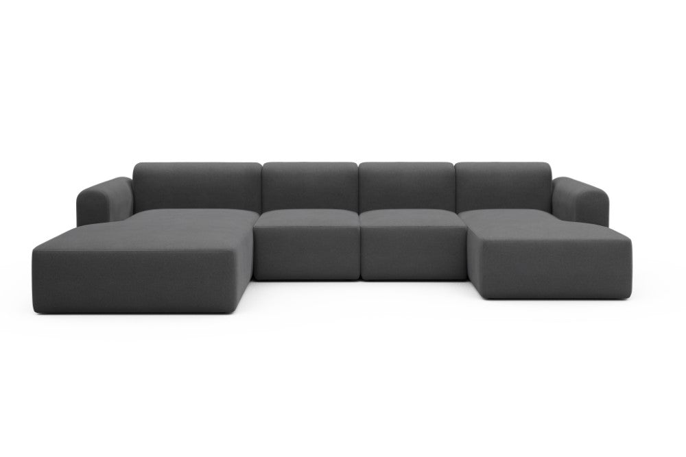Rund Modular Sofa - Configurations 2 - U1L - 360 x 188 cm - Chaise + 2 Seater + Chaise - 441 Satya Warm Zinc