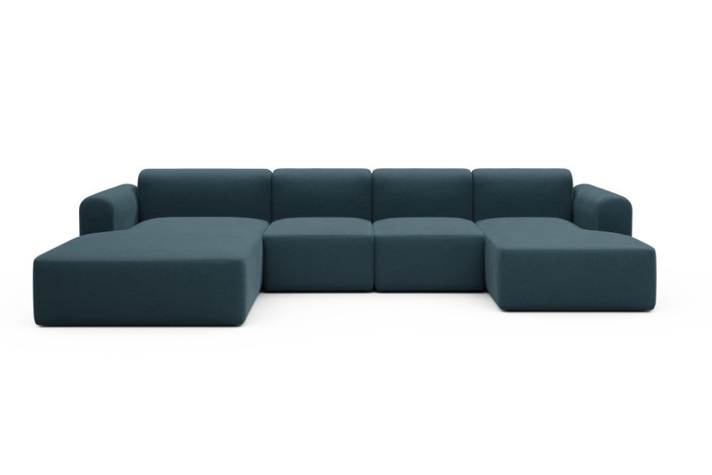 Rund Modular Sofa - Configurations 2 - U1L - 360 x 188 cm - Chaise + 2 Seater + Chaise - 443 Satya Deep Blue