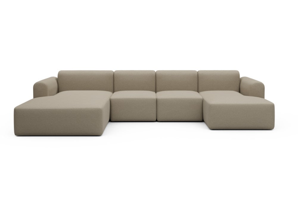 Rund Modular Sofa - Configurations 2 - U1L - 360 x 188 cm - Chaise + 2 Seater + Chaise - 445 Satya Natural Biege
