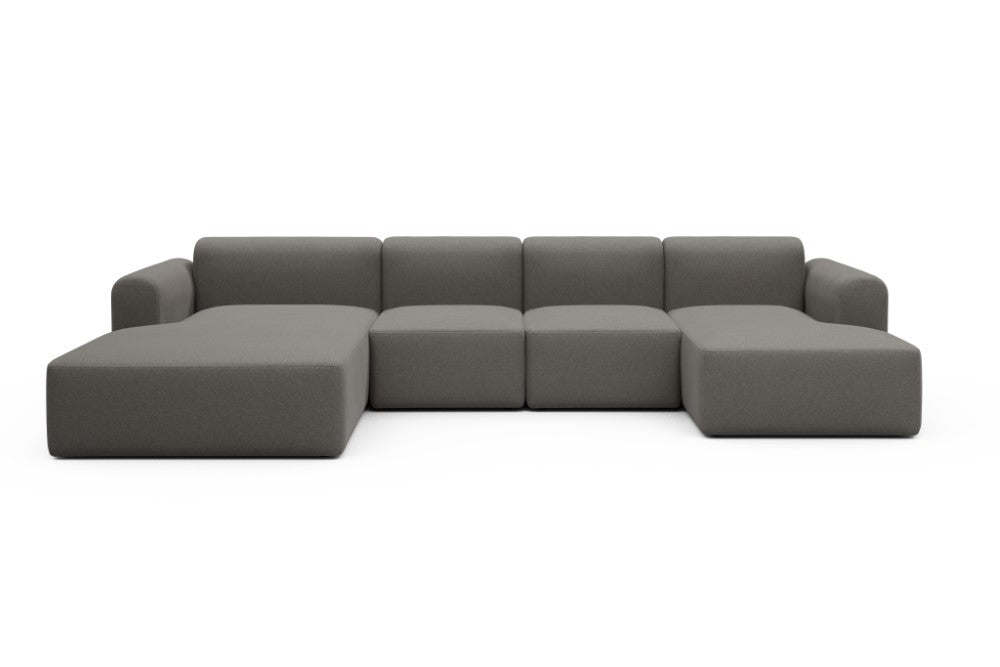 Rund Modular Sofa - Configurations 2 - U1L - 360 x 188 cm - Chaise + 2 Seater + Chaise - 446 Satya Taupe Brown