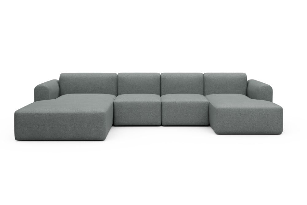 Rund Modular Sofa - Configurations 2 - U1L - 360 x 188 cm - Chaise + 2 Seater + Chaise - 485 Denari Soft Grey