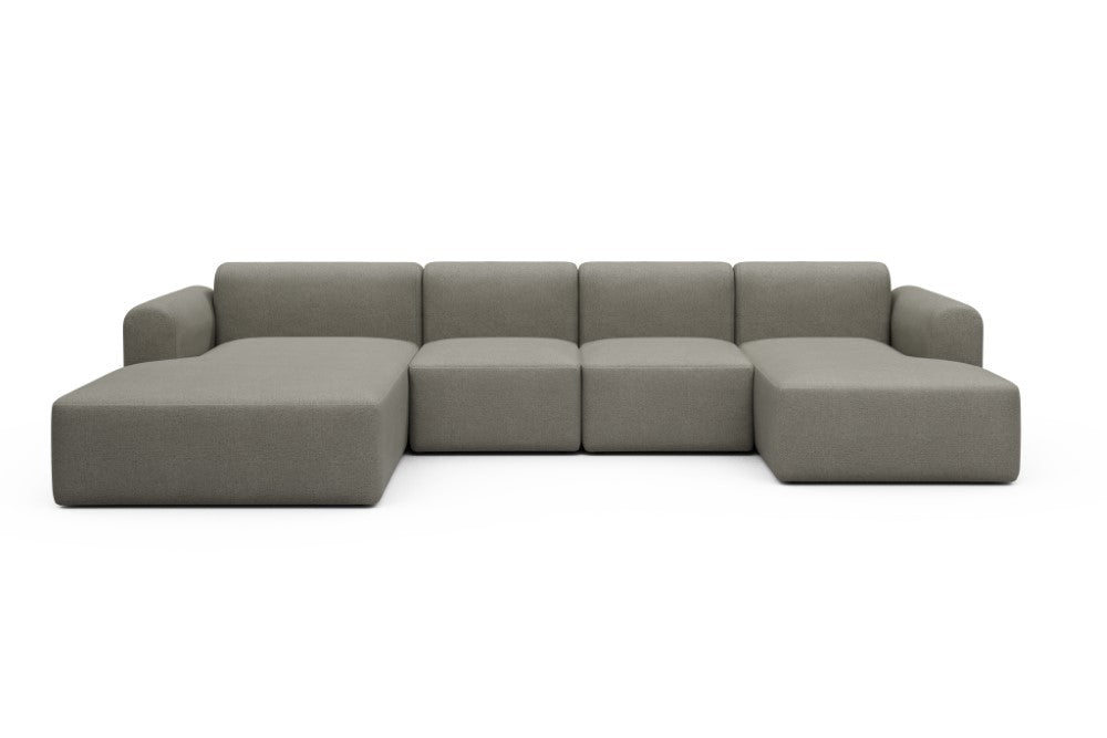 Rund Modular Sofa - Configurations 2 - U1L - 360 x 188 cm - Chaise + 2 Seater + Chaise - 486 Denari Warm Grey