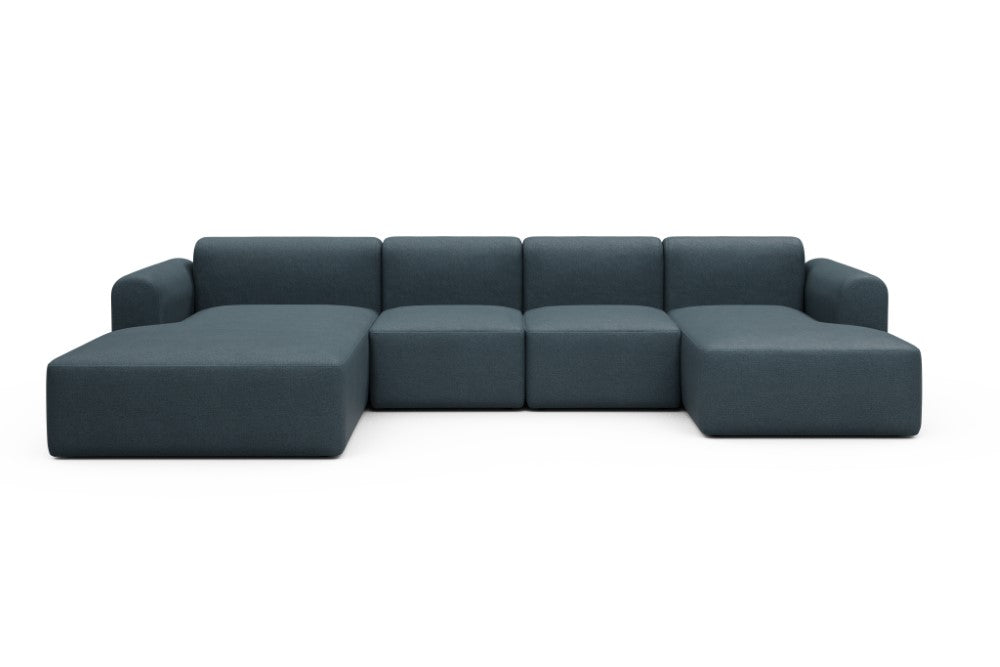 Rund Modular Sofa - Configurations 2 - U1L - 360 x 188 cm - Chaise + 2 Seater + Chaise - 489 Denari Royal Blue
