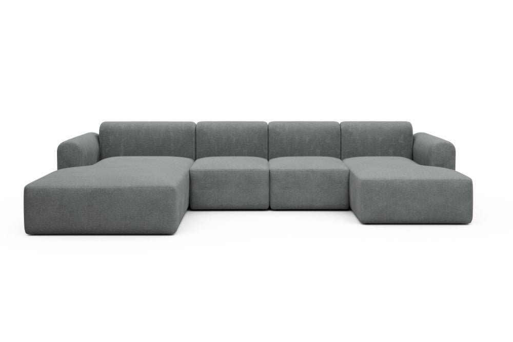 Rund Modular Sofa - Configurations 2 - U1L - 360 x 188 cm - Chaise + 2 Seater + Chaise - 495 Casone Gravel Grey