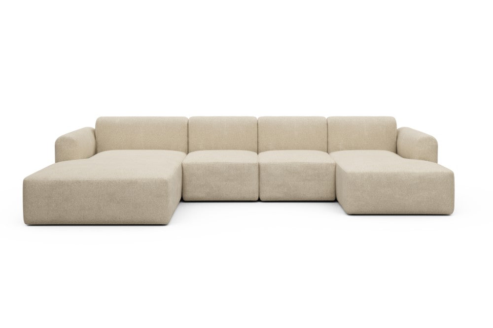 Rund Modular Sofa - Configurations 2 - U1L - 360 x 188 cm - Chaise + 2 Seater + Chaise - 496 Casone Natural Beigie