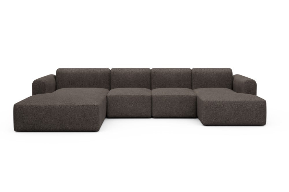 Rund Modular Sofa - Configurations 2 - U1L - 360 x 188 cm - Chaise + 2 Seater + Chaise - 530 Bouclé Taupe