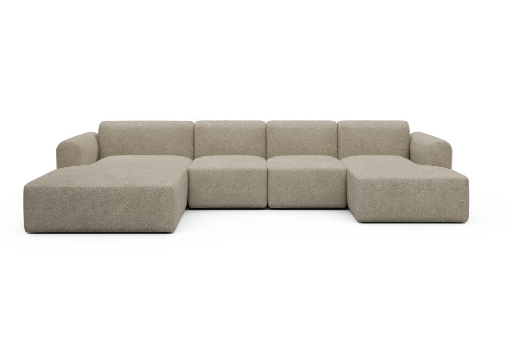 Rund Modular Sofa - Configurations 2 - U1L - 360 x 188 cm - Chaise + 2 Seater + Chaise - 539 Bouclé Beige