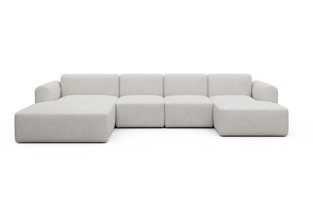 Rund Modular Sofa - Configurations 2 - U1L - 360 x 188 cm - Chaise + 2 Seater + Chaise - 574 Vivus Dusty Off White