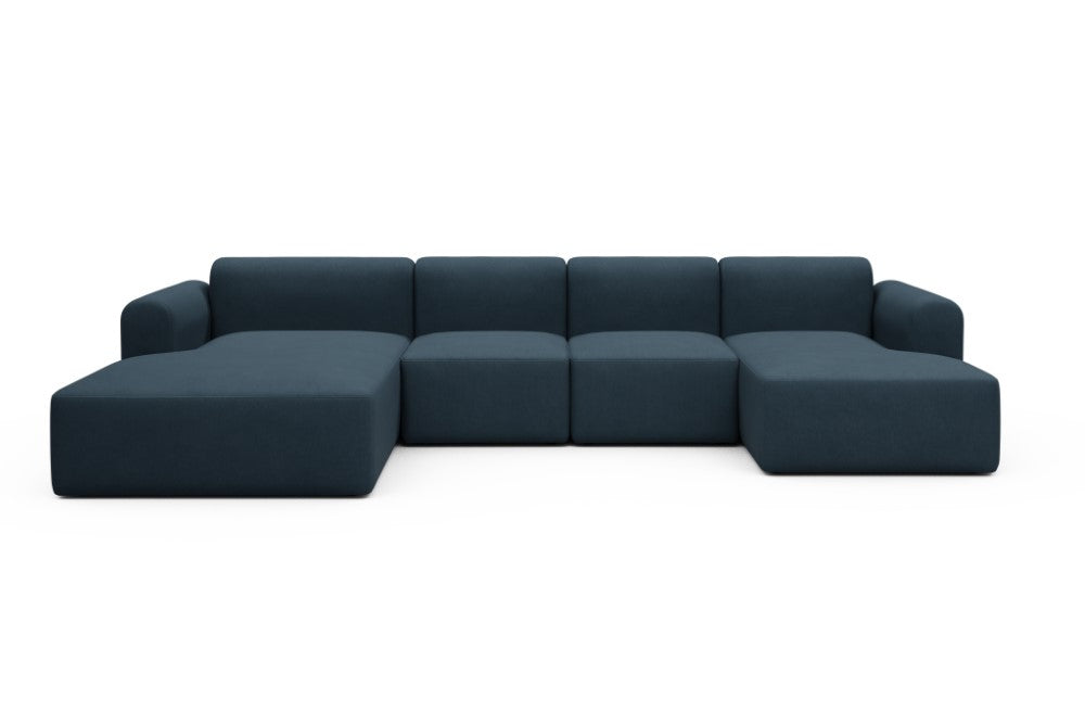 Rund Modular Sofa - Configurations 2 - U1L - 360 x 188 cm - Chaise + 2 Seater + Chaise - 580 Argus Navy Blue