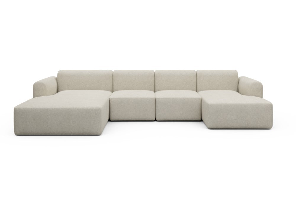 Rund Modular Sofa - Configurations 2 - U1L - 360 x 188 cm - Chaise + 2 Seater + Chaise - 584 Argus Natural