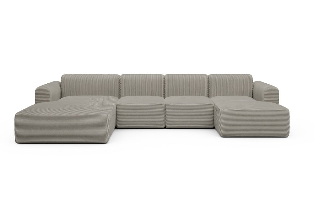 Rund Modular Sofa - Configurations 2 - U1L - 360 x 188 cm - Chaise + 2 Seater + Chaise - 603 Corduroy Beige