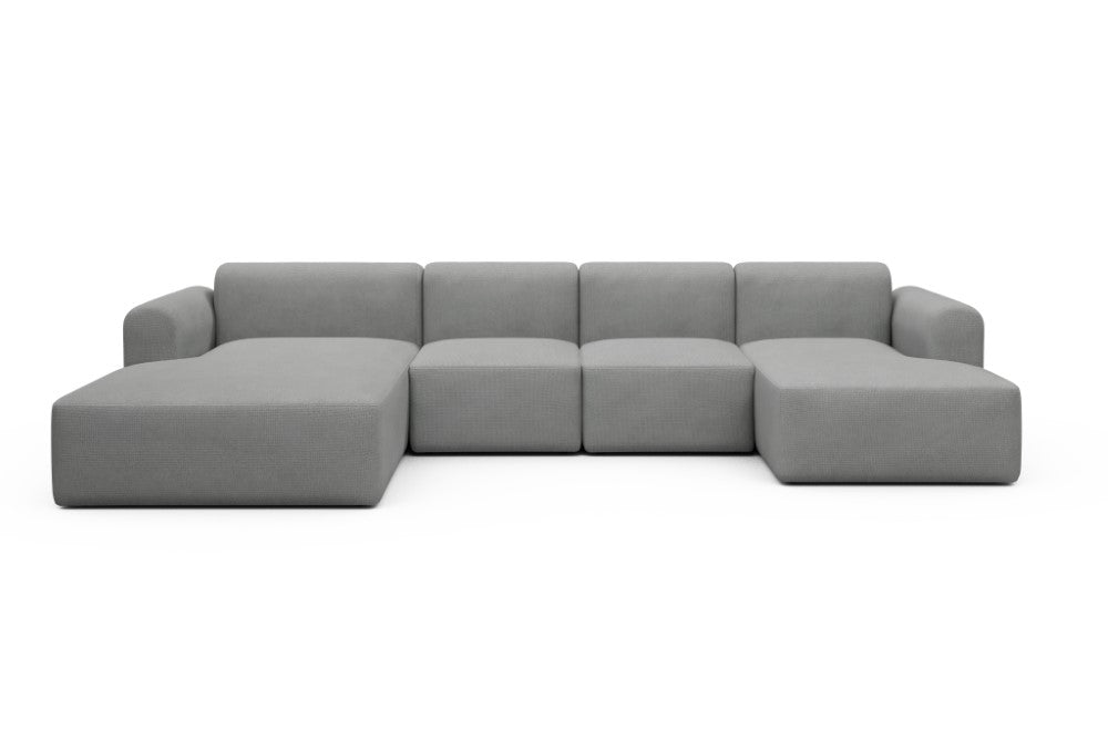 Rund Modular Sofa - Configurations 2 - U1L - 360 x 188 cm - Chaise + 2 Seater + Chaise - 764 Cura Sand Grey