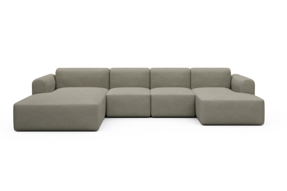 Rund Modular Sofa - Configurations 2 - U1L - 360 x 188 cm - Chaise + 2 Seater + Chaise - 765 Cura Oat