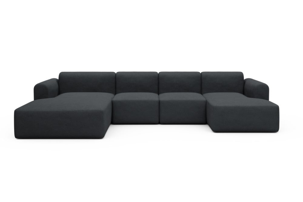 Rund Modular Sofa - Configurations 2 - U1L - 360 x 188 cm - Chaise + 2 Seater + Chaise - 766 Cura Anthracite