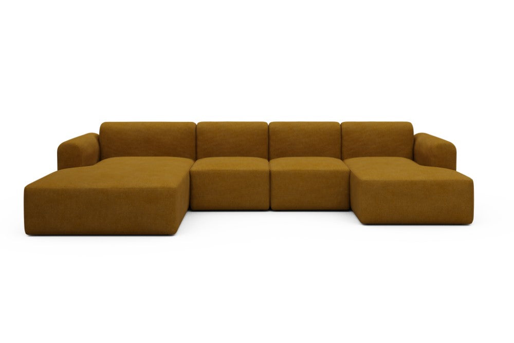 Rund Modular Sofa - Configurations 2 - U1L - 360 x 188 cm - Chaise + 2 Seater + Chaise - 767 Cura Apricot