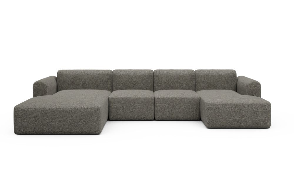 Rund Modular Sofa - Configurations 2 - U1L - 360 x 188 cm - Chaise + 2 Seater + Chaise - 771 Carreno Sepia Brown