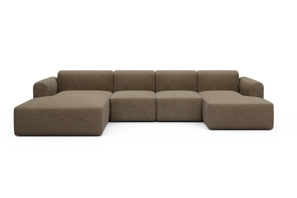 Rund Modular Sofa - Configurations 2 - U1L - 360 x 188 cm - Chaise + 2 Seater + Chaise - 817 Aivi Khaki Brown