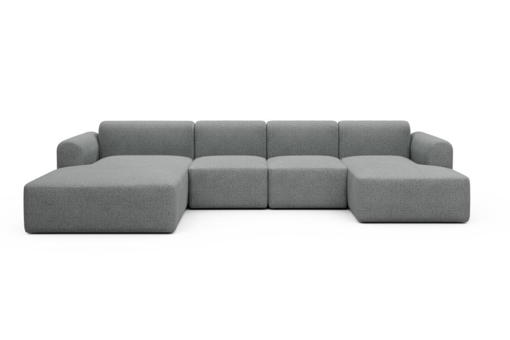 Rund Modular Sofa - Configurations 2 - U1L - 360 x 188 cm - Chaise + 2 Seater + Chaise - 819 Aivi Gravel Grey