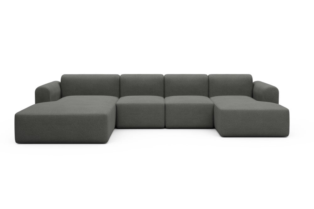 Rund Modular Sofa - Configurations 2 - U1L - 360 x 188 cm - Chaise + 2 Seater + Chaise - 852 Mahoga Seal Grey
