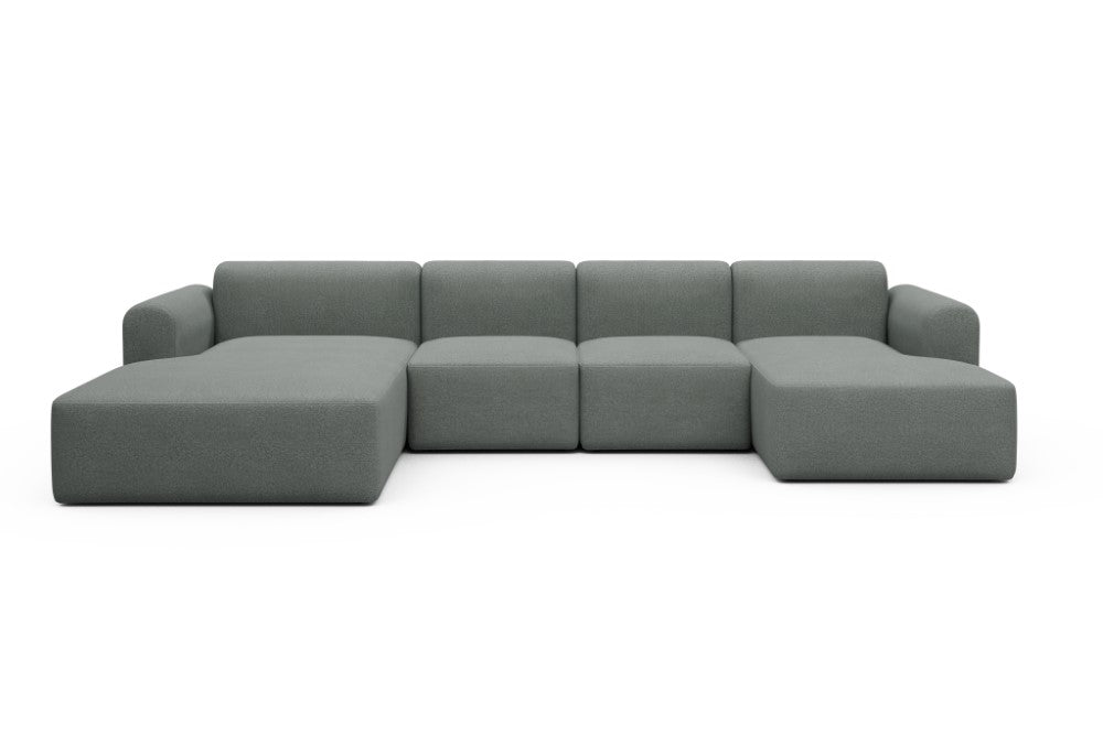 Rund Modular Sofa - Configurations 2 - U1L - 360 x 188 cm - Chaise + 2 Seater + Chaise - 853 Mahoga Dove Grey