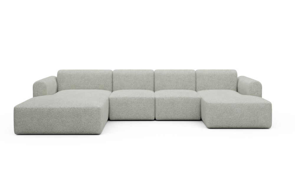 Rund Modular Sofa - Configurations 2 - U1L - 360 x 188 cm - Chaise + 2 Seater + Chaise - 867 Vanora Warm Sand