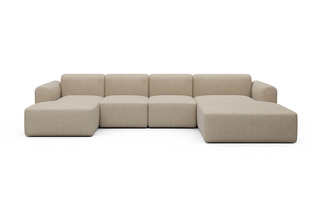 Rund Modular Sofa - Configurations 2 - U2L - 360 x 188 cm - Chaise + 2 Seater + Chaise - 410 Esina Almond Beige