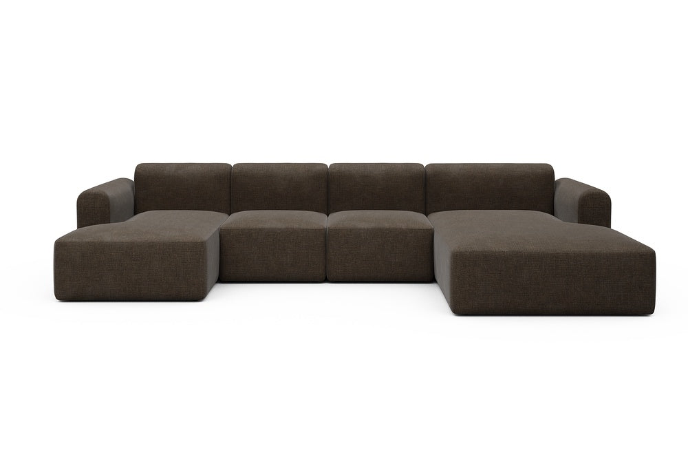 Rund Modular Sofa - Configurations 2 - U2L - 360 x 188 cm - Chaise + 2 Seater + Chaise - 411 Esina Cedar Brown