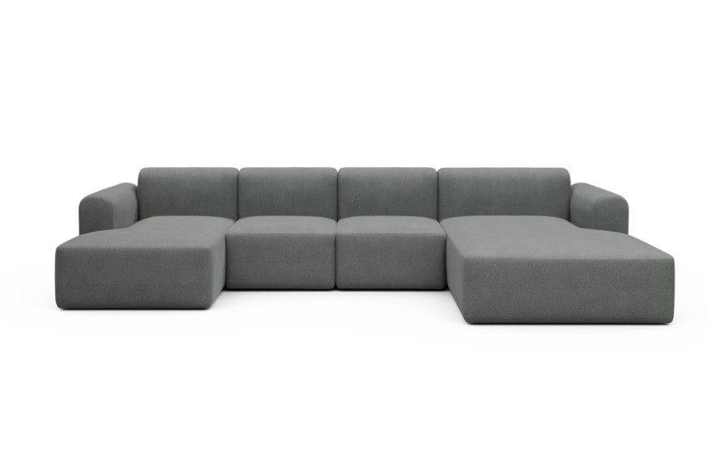 Rund Modular Sofa - Configurations 2 - U2L - 360 x 188 cm - Chaise + 2 Seater + Chaise - 440 Satya Steel Grey