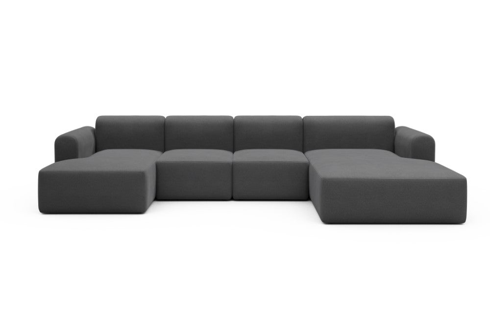 Rund Modular Sofa - Configurations 2 - U2L - 360 x 188 cm - Chaise + 2 Seater + Chaise - 441 Satya Warm Zinc