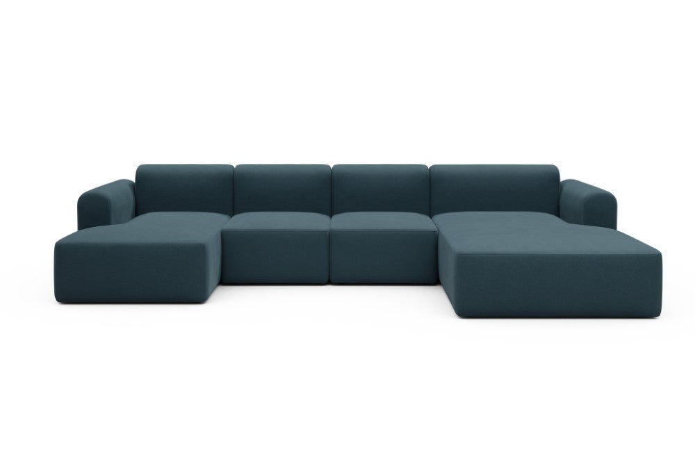 Rund Modular Sofa - Configurations 2 - U2L - 360 x 188 cm - Chaise + 2 Seater + Chaise - 443 Satya Deep Blue