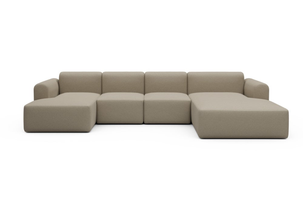 Rund Modular Sofa - Configurations 2 - U2L - 360 x 188 cm - Chaise + 2 Seater + Chaise - 445 Satya Natural Biege