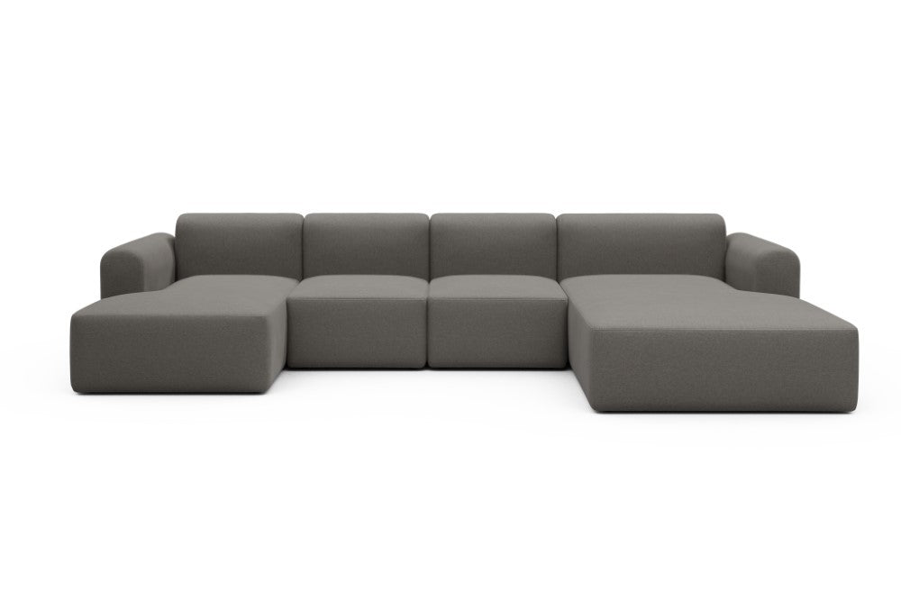 Rund Modular Sofa - Configurations 2 - U2L - 360 x 188 cm - Chaise + 2 Seater + Chaise - 446 Satya Taupe Brown