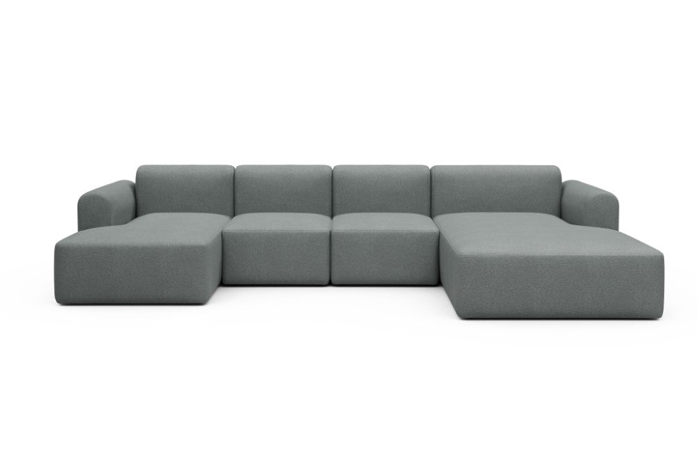 Rund Modular Sofa - Configurations 2 - U2L - 360 x 188 cm - Chaise + 2 Seater + Chaise - 485 Denari Soft Grey