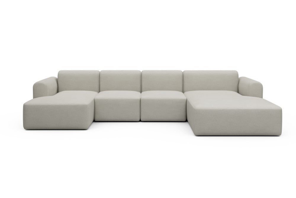 Rund Modular Sofa - Configurations 2 - U2L - 360 x 188 cm - Chaise + 2 Seater + Chaise - 487 Denari Clean Beige