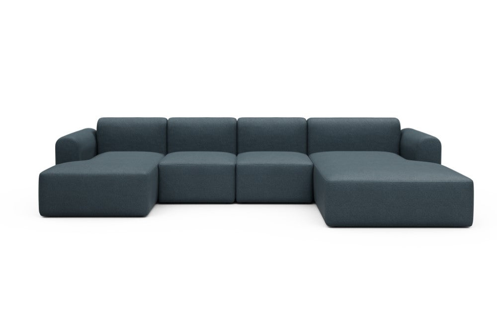 Rund Modular Sofa - Configurations 2 - U2L - 360 x 188 cm - Chaise + 2 Seater + Chaise - 489 Denari Royal Blue