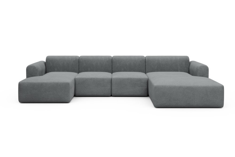Rund Modular Sofa - Configurations 2 - U2L - 360 x 188 cm - Chaise + 2 Seater + Chaise - 495 Casone Gravel Grey
