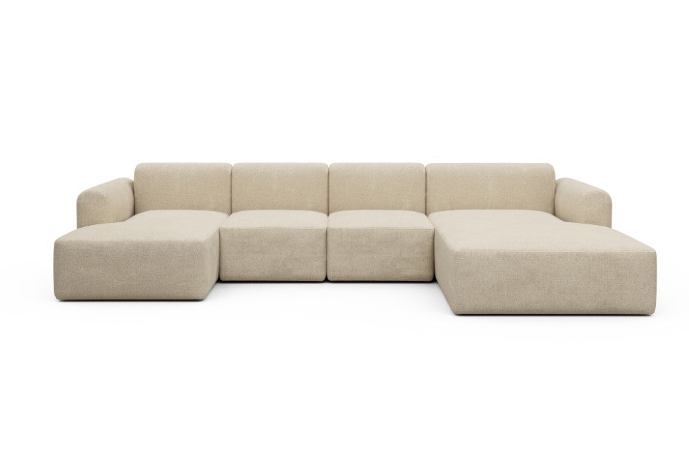 Rund Modular Sofa - Configurations 2 - U2L - 360 x 188 cm - Chaise + 2 Seater + Chaise - 496 Casone Natural Beigie