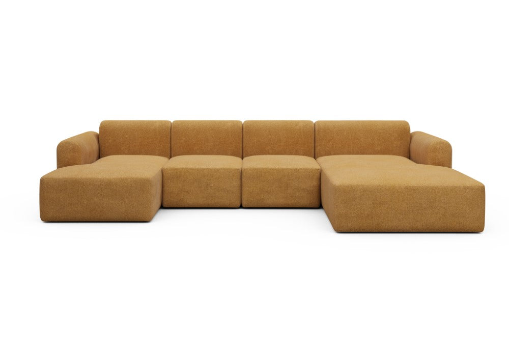 Rund Modular Sofa - Configurations 2 - U2L - 360 x 188 cm - Chaise + 2 Seater + Chaise - 497 Casone Warm Yellow