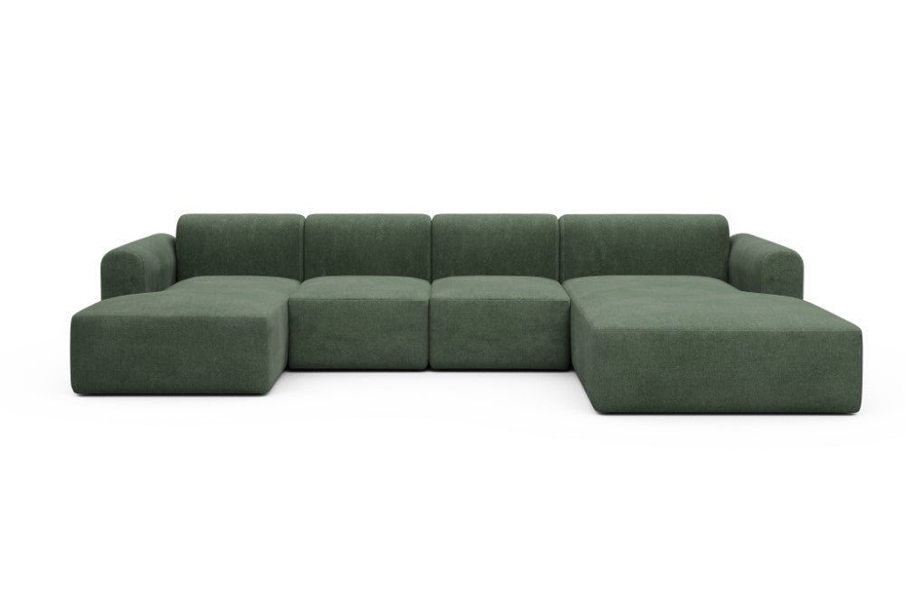 Rund Modular Sofa - Configurations 2 - U2L - 360 x 188 cm - Chaise + 2 Seater + Chaise - 498 Casone Forest Green