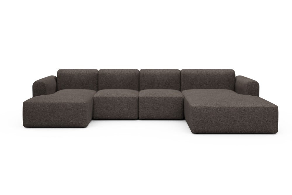 Rund Modular Sofa - Configurations 2 - U2L - 360 x 188 cm - Chaise + 2 Seater + Chaise - 530 Bouclé Taupe