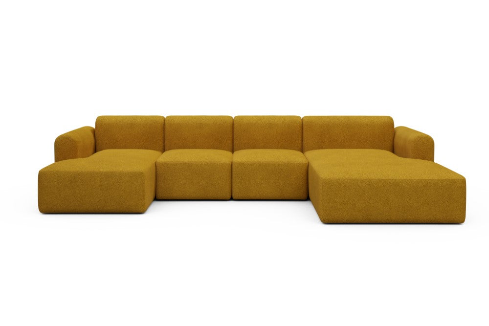 Rund Modular Sofa - Configurations 2 - U2L - 360 x 188 cm - Chaise + 2 Seater + Chaise - 536 Bouclé Ochre