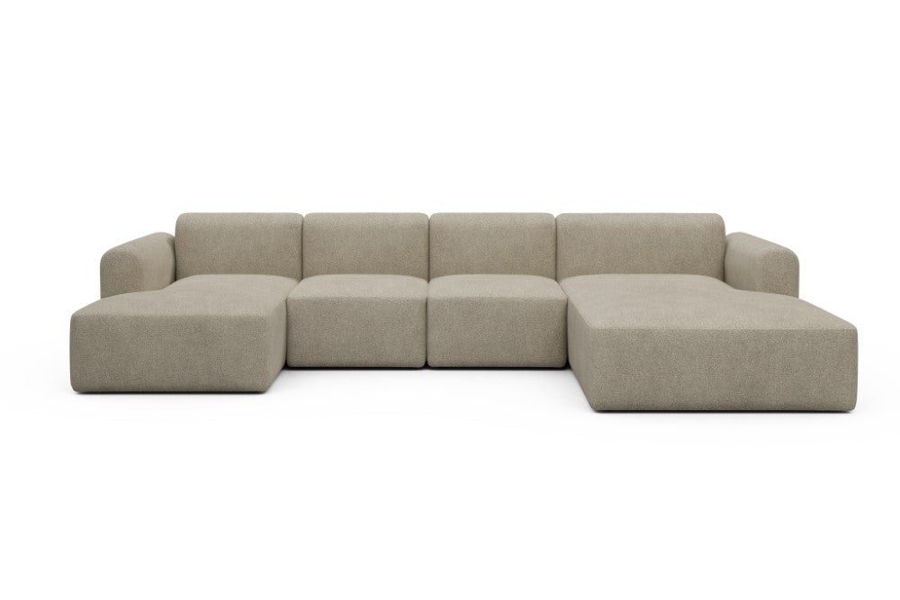 Rund Modular Sofa - Configurations 2 - U2L - 360 x 188 cm - Chaise + 2 Seater + Chaise - 539 Bouclé Beige