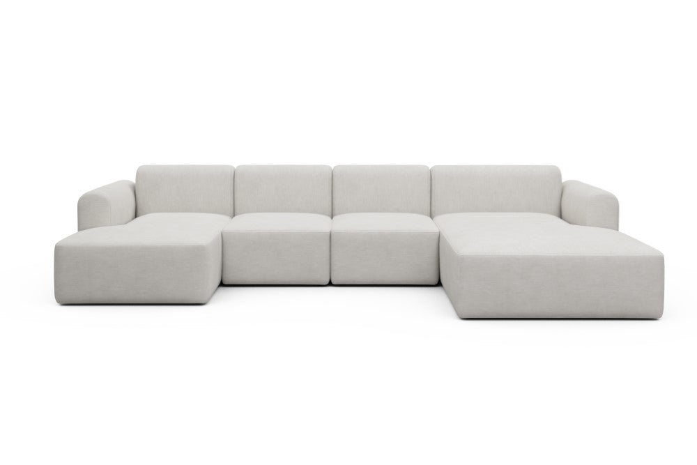 Rund Modular Sofa - Configurations 2 - U2L - 360 x 188 cm - Chaise + 2 Seater + Chaise - 574 Vivus Dusty Off White