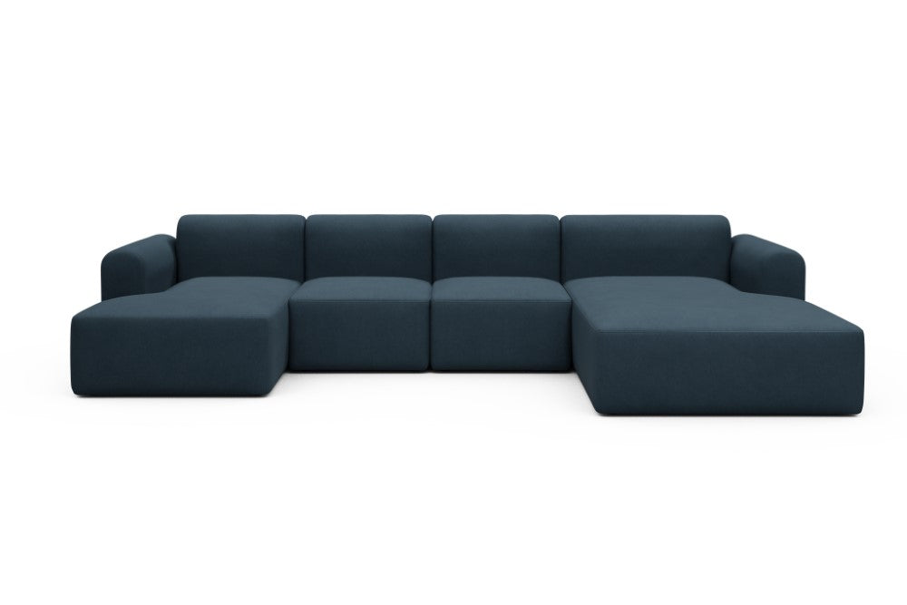 Rund Modular Sofa - Configurations 2 - U2L - 360 x 188 cm - Chaise + 2 Seater + Chaise - 580 Argus Navy Blue