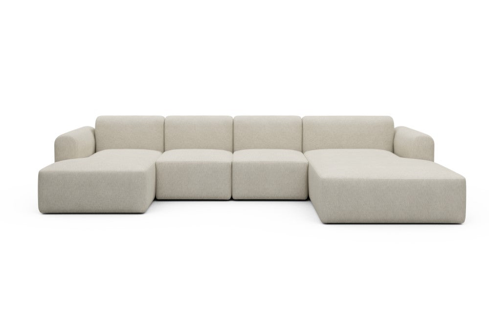 Rund Modular Sofa - Configurations 2 - U2L - 360 x 188 cm - Chaise + 2 Seater + Chaise - 584 Argus Natural
