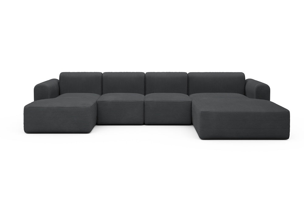 Rund Modular Sofa - Configurations 2 - U2L - 360 x 188 cm - Chaise + 2 Seater + Chaise - 593 Corduroy Graphite